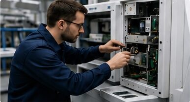 Engineer working on medical equipment at GHEBA Medical