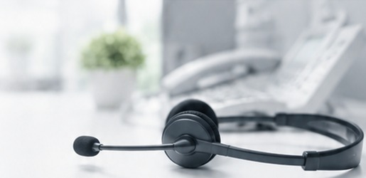 Customer service headset on a desk